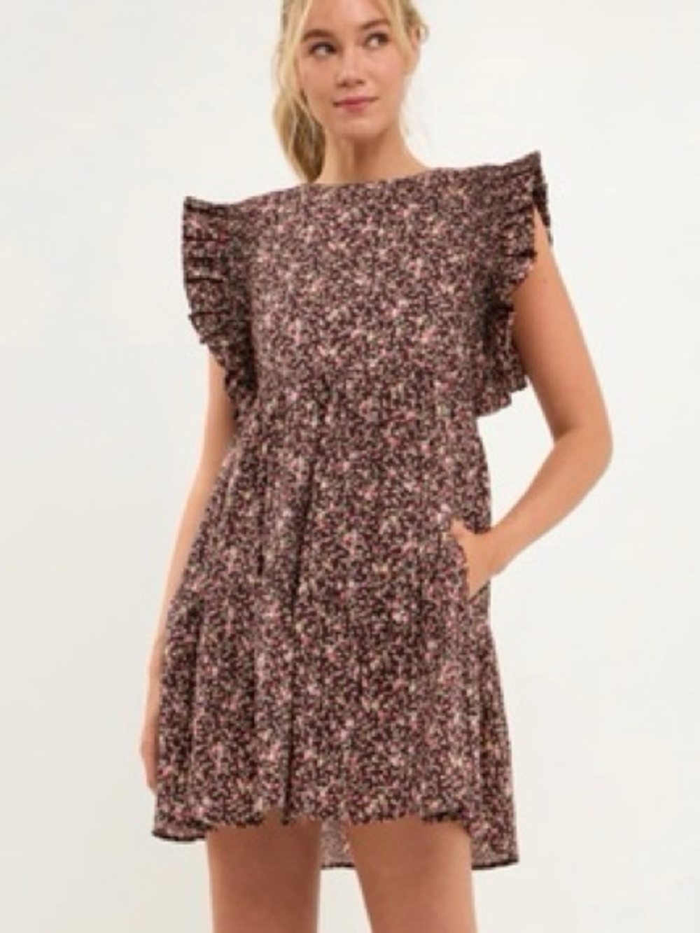 English Factory Floral Print Cotton Mini Dress w/ pockets Sz M